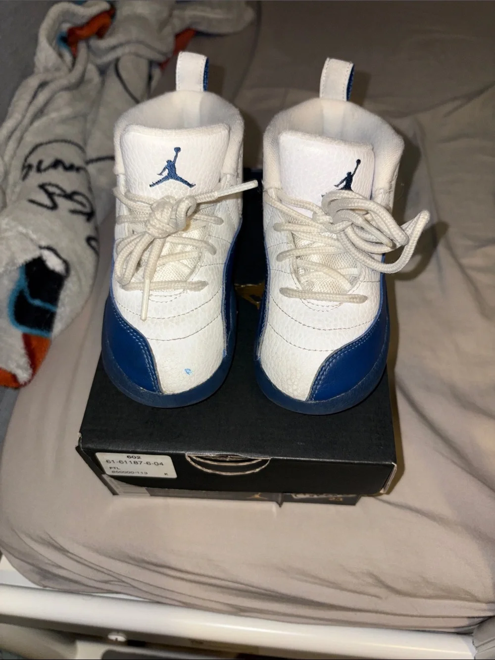 Jordan Kids White and Blue Retro Sneakers